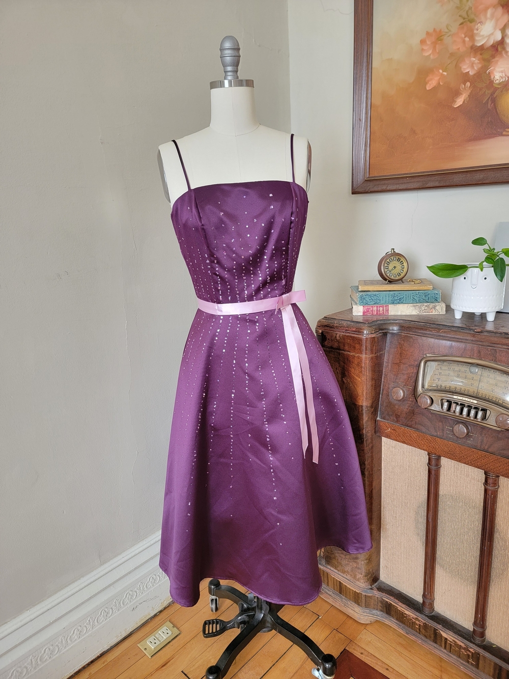Rampage Y2k Purple Party Prom Dress Sequins Ribbon Bow S-M